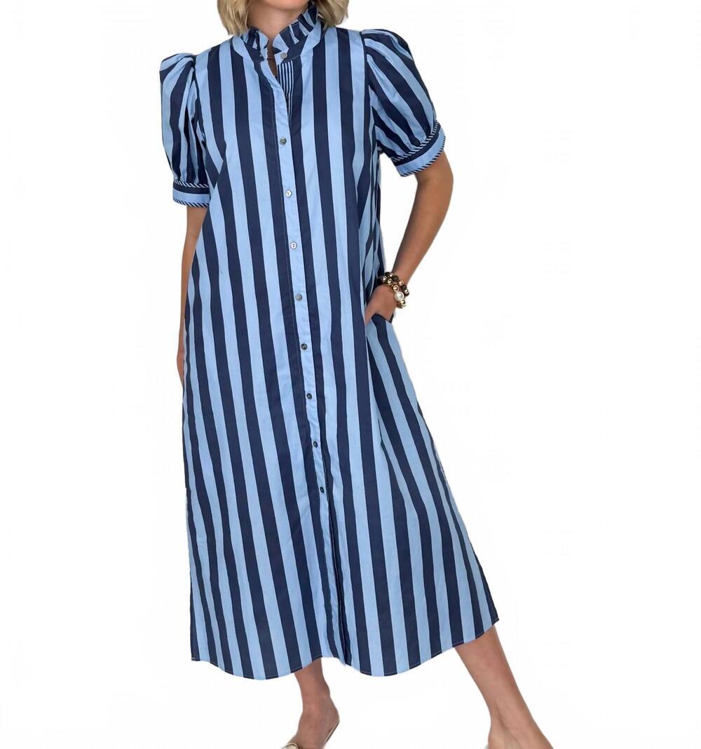 NEW ENTRO harbor breeze stripe midi dress in navy